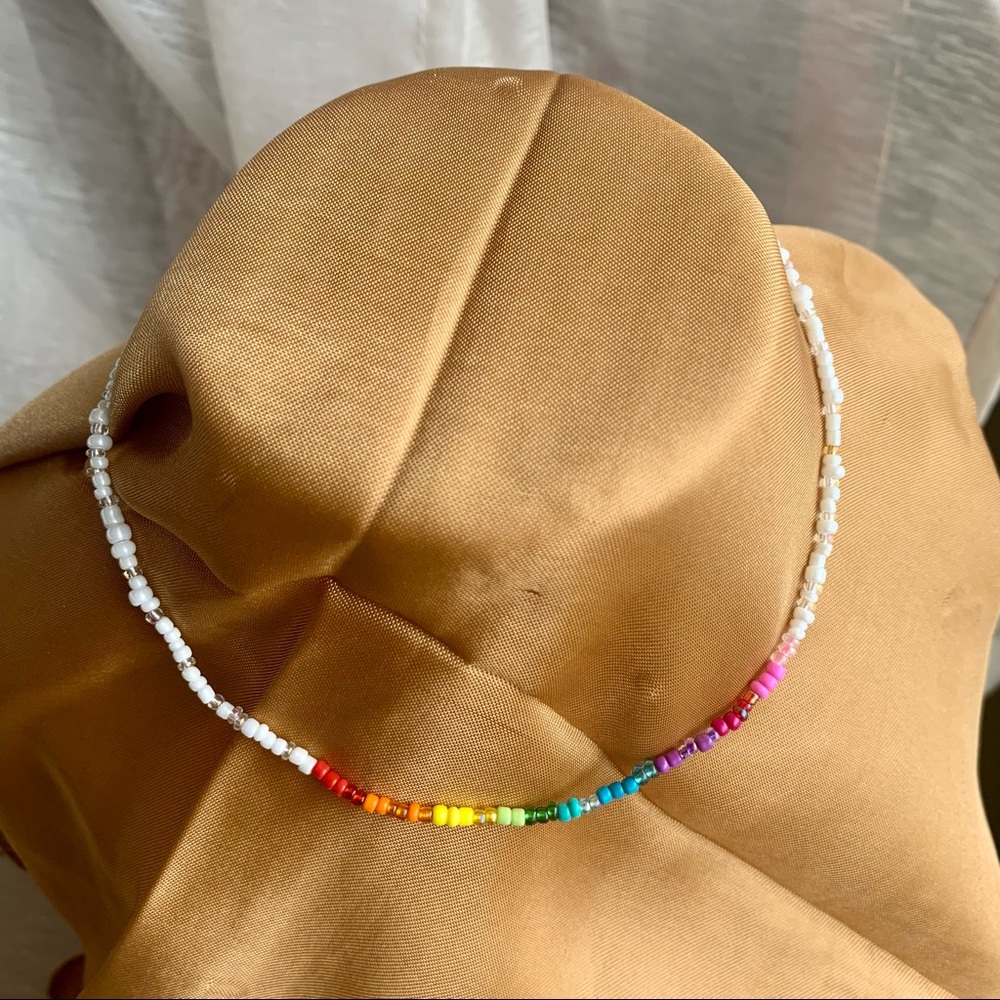 Dainty Rainbow Beaded Choker Necklace